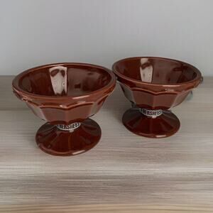 (2) Hershey's Brown Pedestal Style Ice Cream Bowls by Houston Harvest Hershey